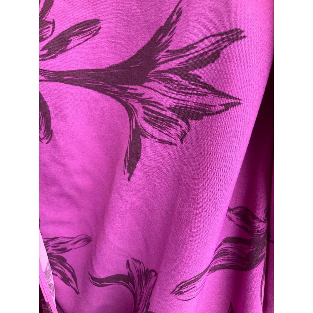 Floral V-Neck Wrap Blouse Long Sleeve Purple Black Lightweight A New Day Size L - Picture 3 of 8
